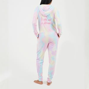 Women's Brave Soul Tie Dye Slim Fit Onesie With Back Embroidery in Tie Dye/Pink