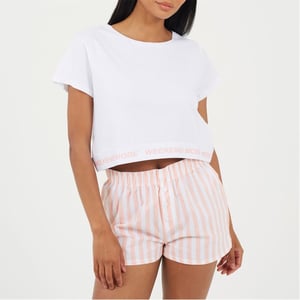Women's Brave Soul Lounge Set in White/Peach