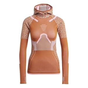 Women's adidas Hooded Neck Raglan Sleeve Tech Sweatshirt in Brown