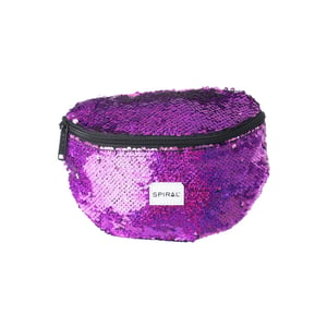 Accessories Spiral Metallic Patterned Sequin Crescent Shape Fanny Pack in Glamour Purple