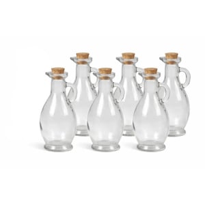 WDMT Glazen schenkflesjes 250 ml set van 6 – met kurken dop en schenktuit