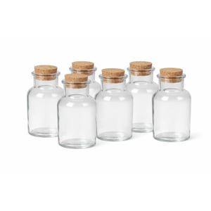 WDMT Glazen flesjes 150 ml set van 6 – met kurken dop voor diy, likeur, olie & azijn