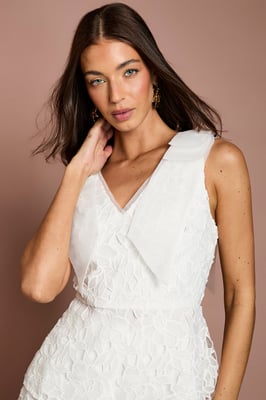 Organza Lace Bow One Shoulder Top