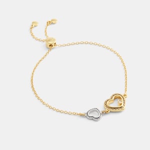 Double Stitched Hearts Slider Bracelet
