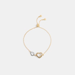 Double Stitched Hearts Slider Bracelet
