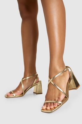 Mid Block Cross Front Strappy Heels
