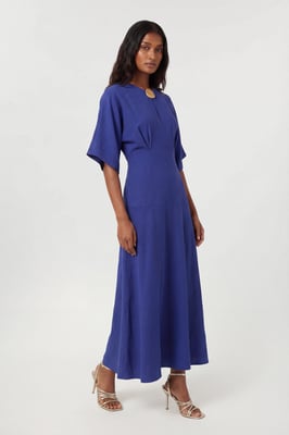 Cupro Touch Drop Waist Midi Dress
