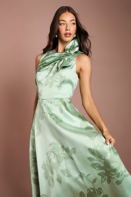 Bow Detail Pleat Midi Dress