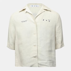 Women's Off White Off Linen Shirt in Beige Light