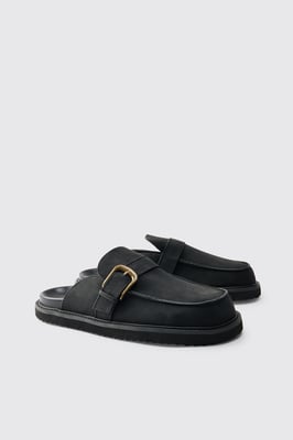 Chunky Buckle PU Mule