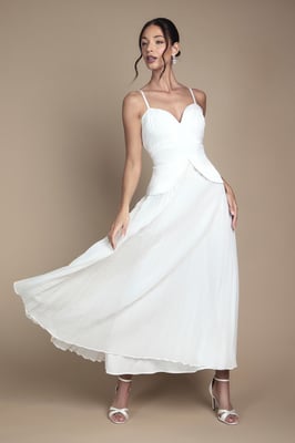 Strappy Crepe Maxi Wedding Dress