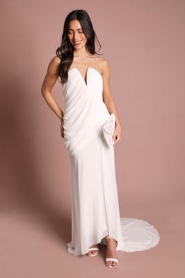Structured Bodice Drape Detail Bandeau Wedding Dress