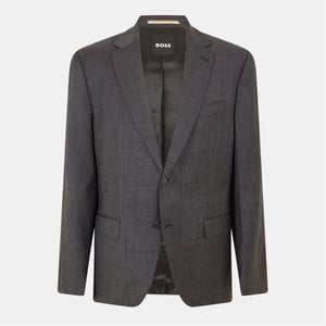Men's Boss Jeckson Solid Patterned Notch Collared Suit Jacket in Grey