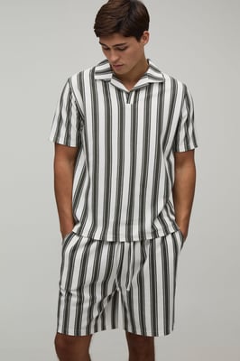 Regular Fit Stripe Revere Polo & Shorts Set