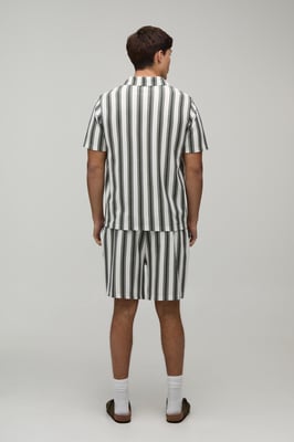 Regular Fit Stripe Revere Polo & Shorts Set