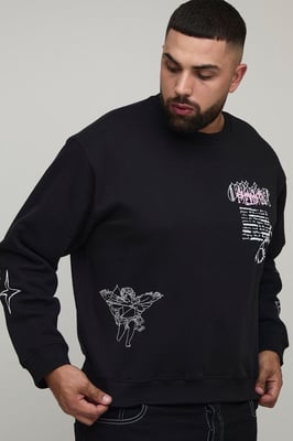 Plus Oversized Boxy Renaissance Print Sweatshirt