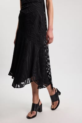 Slub Self Stripe Panelled Woven Skirt