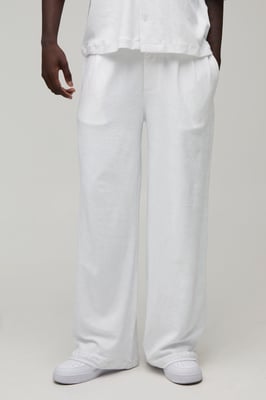 Baggy Fit Pleat Front Towelling Trouser