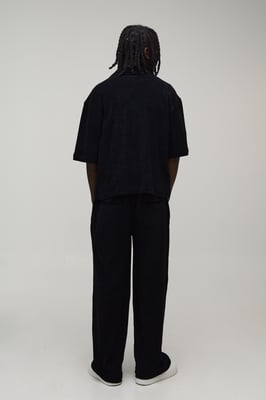 Baggy Fit Pleat Front Towelling Trouser