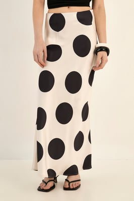 Satin Polka Dot Bias Maxi Skirt