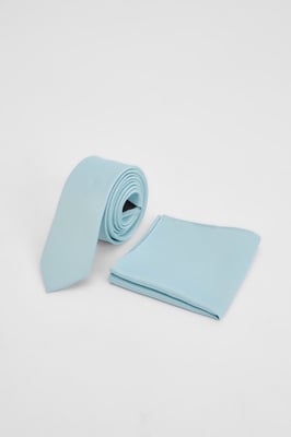 Ice Blue Tie and Pocket Square Set