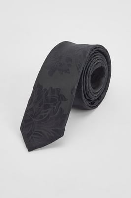 Black Floral Jacquard Tie