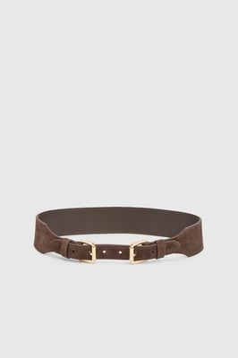 Double Buckle Suede Belt