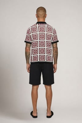 Relaxed Crochet Patch Tapestry Knitted Shirt