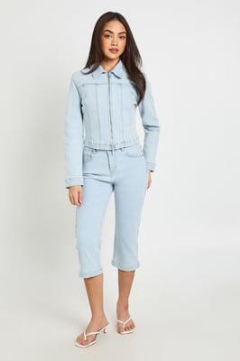 High Waist Denim Capri