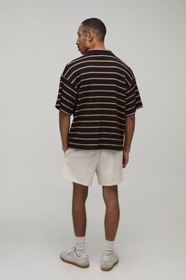 Oversized Striped Waffle Revere Polo