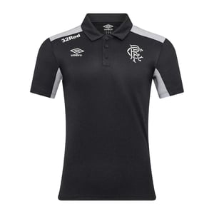Umbro Mens Presentation Rangers FC Polyester Polo Shirt (Caviar/Microchip)