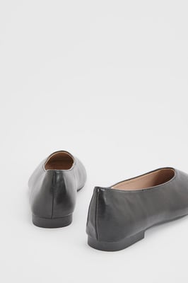 Seraphina Faux Leather High Cut Square Toe Padded Ballet Pumps
