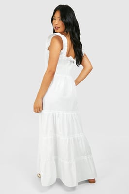 Petite Shirred Poplin Midaxi Dress
