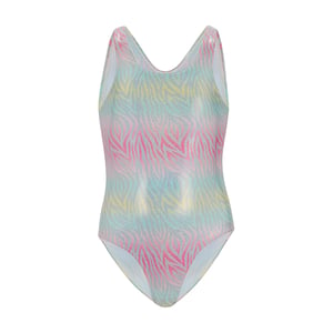 Regatta Girls Katrisse Zebra Print Metallic One Piece Swimsuit (Ombre)