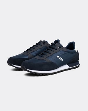 Parkour L Parkour L Running Style Trainers In Mixed Materials With Logo Details Trainers in Dark Blue