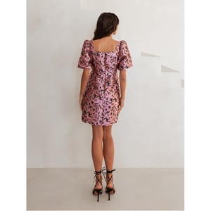 Women's Lovedrobe Square Neck Short Sleeve Mini Shift Dress in Pink