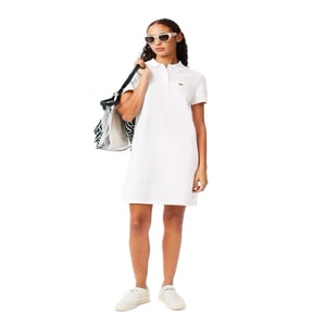 Women's Lacoste Ef7767 Collared Neck Knee Length T-Shirt Dress in White