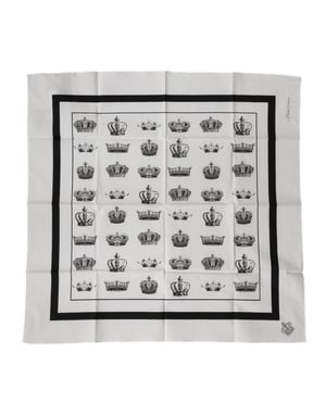 Dolce & Gabbana Vit Krona Bomull Fyrkantig Foulard Scarfs