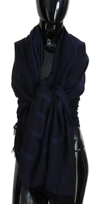 GF Ferre Donkerblauwe Wol Nekwrap Sjaal met Franje