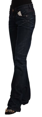 Ermanno Scervino Donkerblauwe Middelhoog Taille Katoenen Denim Rechstreekse Jeans