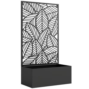 4goodz Plantenbak metaal met klimrek 30x60x113 cm zwart