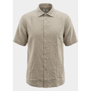 Bos Bright Blue Casual hemd korte mouw linnen shirt 5700.426/606