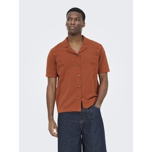 Only & Sons Onsjam life reg ss shirt knit brique
