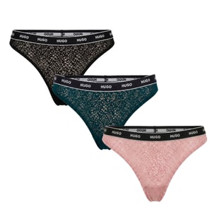 Pack of 3 Women's Lace Thongs with Logo 50535265