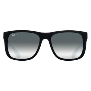 Ray-Ban Rectangle Unisex Rubber Black Silver Mirror Polarized RB4165 Justin