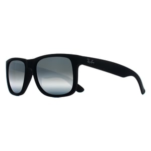 Ray-Ban Rectangle Unisex Rubber Black Silver Mirror Polarized RB4165 Justin