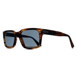 Persol Rectangle Mens Striped Black & Brown Light Blue PO3272S