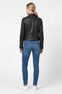 Armin Leather Biker Jacket in Black