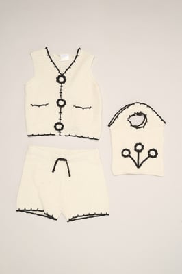 Retro Crochet 3-Piece Set with Vest Top, Shorts & Bag