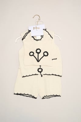 Retro Crochet 3-Piece Set with Vest Top, Shorts & Bag